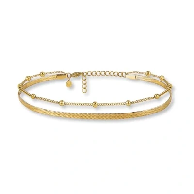Abbildung von GD GOOD.designs Fußkettchen Gold für Damen I Mehrreihige Fußkette Verstellbar Goldene Schlangenkette Fußschmuck Wasserfest