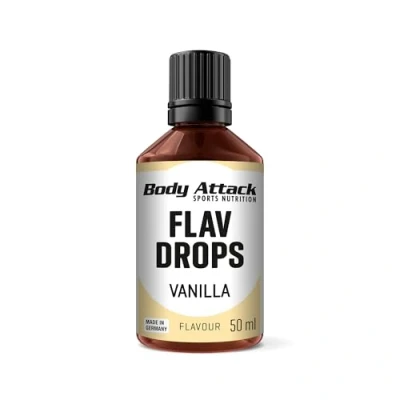 Abbildung von Body Attack Flav Drops®, 50 ml, Vanille, Aromatropfen für Lebensmittel, zuckerfreie Flavour Drops ohne Kalorien, vegan &amp; Qualität Made in Germany