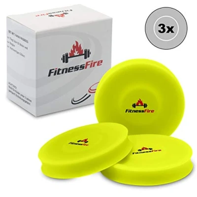 Abbildung von 3er Set Mini Frisbee Die kleine fliegt über 60 Meter weit Neue Trendsportart Alternative zur gewöhnlichen Frisbeescheibe Schwimmt im Wasser (Neongelb)