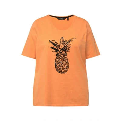 Abbildung von Ulla Popken Pineapple Tshirt print, Damen, Größe: 42/44, Apricot