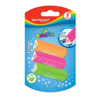 Abbildung von Keyroad Universal Radiergummi 3 Stck. Roofix Dreieckig/Blister/Mischfarben/aus Thermoplastischem Gummi Höchster Qualität/Kinder Kleine Lustige Radiergummi, KR971813