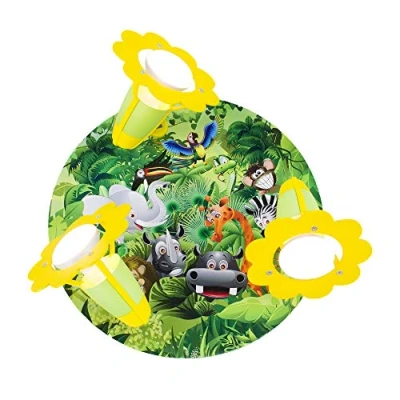 Abbildung von Elobra Kinderzimmerlampe Tiere &quot;Rondell Wildnis&quot;, Süße Deckenlampe für das Kinderzimmer, Lampe Dschungel, Mädchen &amp; Jungs, aus Echtholz, , Grün, 29 x 19 cm