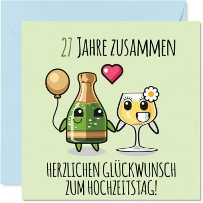 Abbildung von Stuff4 27. Hochzeitstag Karte Liebe 27 Jahre Zusammen Jahrestag Geschenke für Freunde Familie vom Freundinnen Kollegen, 145mm Glückwunschkarten