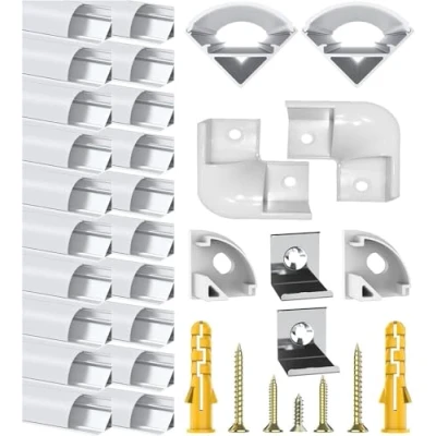 Abbildung von Chesbung Led Aluminium Profil für Streifen, 20x1M Kanal V Form Band bis 12 mm inkl, Indirekte Beleuchtung Decke Alu Diffusor mit Milchig Weiß Abdeckungen