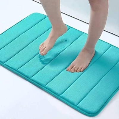 Abbildung von Homaxy Memory Foam Badezimmer Badteppich Saugfähige Rutschfester Badvorleger Waschbar Badematte 41 x 61 cm, Pfau Grün