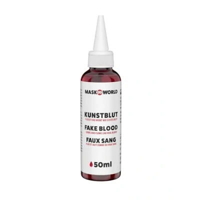 Abbildung von Kunstblut Flasche mit Dosierspitze 50 ml künstliches Blut Filmblut für Horror Effekte und Grusel Dekoration