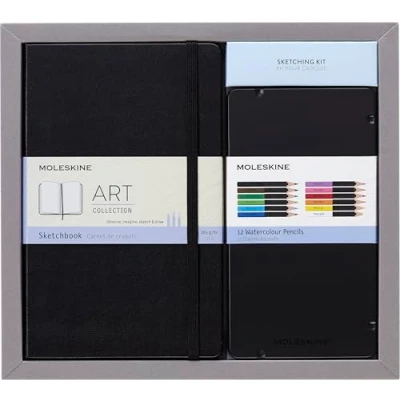 Abbildung von Moleskine Aquarell Skizzenbuch Set (Large/A5, Hard Cover, aquarellstifte) schwarz
