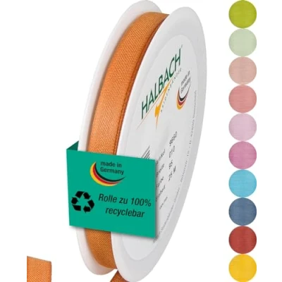Abbildung von Halbach Seidenbänder Geschenkband Breite 10mm Länge 25m Schleifenband made in Germany Geschenkbänder Vielzahl von Farben und Breiten, perfekt zum Verpacken Dekorieren, Farbe: cognac