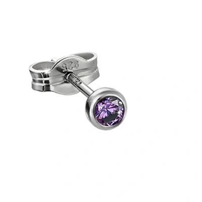 Abbildung von NKlaus Silber Einzel Ohrstecker 925er Sterlingsilber rhodiniert 3,50mm amethyst Zirkonia Damen 6682