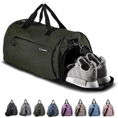 Abbildung von Fitgriff® Sporttasche &amp; Reisetasche für Damen und Herren mit Schuhfach Nassfach Tasche Sport, Fitness Reisen Trainingstasche, Gym Bag (Army Green, S)