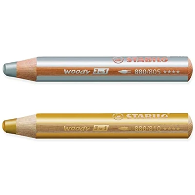 Abbildung von STABILO Multitalent Bleistift Woody 3 in 1 Packung mit 2 Bleistiften Gold &amp; Silber