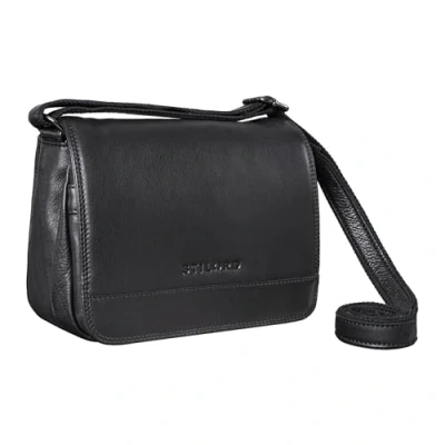 Abbildung von STILORD &#039;Malou&#039; Elegante Leder Handtasche Damen Umhängetasche Breit Vintage Ledertasche zum Ausgehen Klassische Abendtasche Frauen Echtleder, Farbe:schwarz