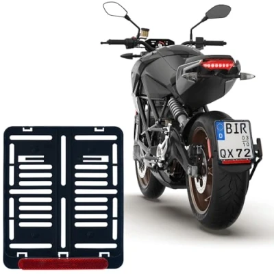 Abbildung von 1x Kennzeichenhalter DE Für Kennzeichen im Format 180 x 200 mm 18 20 cm (für Motorrad Roller) Material Kunststoff Schwarz (Unlackiert) mit Rückstrahler Reflektor Zulassung