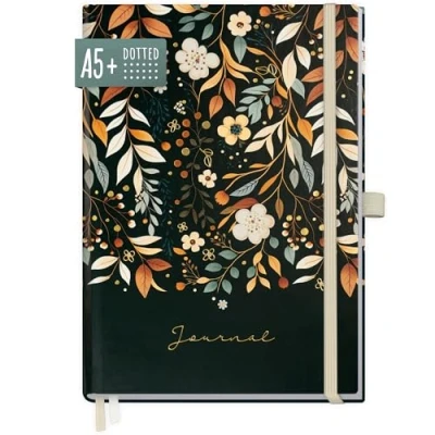 Abbildung von paper&amp;you® Premium Bullet Journal dotted A5 &quot;Pretty Flowers&quot; Notizbuch gepunktet, 188 Seiten extra dickes Papier, Tagebuch mit Punkteraster nachhaltig &amp; klimafreundlich