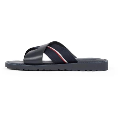 Abbildung von Tommy Hilfiger Cleat Crossover Pantolette flach, Herren, Größe: 45, Navy blue Schuhe