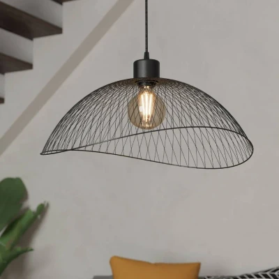 Abbildung von EGLO Hängeleuchte »Pompeya«, 1 flammig, Leuchtmittel E27 ohne Leuchtmittel, Metallkorb geflochten, Schwarz, Vintage, Hygge, Boho, flammig
