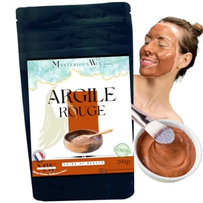 Abbildung von Ton, 200 g, natürliches Pulver, Masken für Körper und Gesichtspflege Peeling, reinigt weich entgiftet die Haut Maske, natürlich (rot)