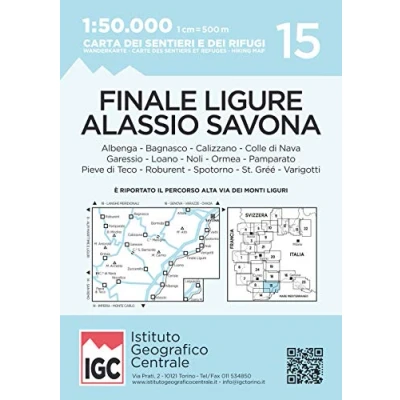 Abbildung von IGC Italien 1 : 50 000 Wanderkarte Finale Ligure Alassio Savona: Albenga Bagnasco Calizzano Colle di Nava Garessio Loano Noli Ormea ... Carte des sentiers et refuges; Hiking map