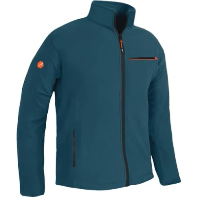 Abbildung von ACE Fleece Jacke warme Outdoor für Männer Herren ohne Kapuze Reißverschluss &amp; drei Taschen Blau XL