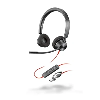 Abbildung von Poly Blackwire 3320 schnurgebundenes USB C Headset, Flexibler Mikrofonarm, Hi Fi Stereo, Verbindung mit PC/Mac über oder A, Zertifiziert für Microsoft Teams, Plug and Play