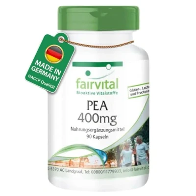 Abbildung von Fairvital PEA 400mg 90 Kapseln Palmitoylethanolamid Für 3 Monate Qualitätsgeprüft und sicher dosiert 100% vegan Made in Germany