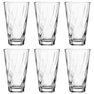 Abbildung von LEONARDO HOME Twist Wasserglas, 6er Set, spülmaschinenfeste Saft Gläser, hochwertige &amp; moderne Trink ergonomische, alltagstaugliche geschwungene Wasser 300 ml, 023591