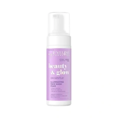 Abbildung von Eveline Cosmetics Beauty &amp; Glow Strahlender Reinigungsschaum für das Gesicht mit Neroli Wasser, Limette, Prä und Probiotika 150ml