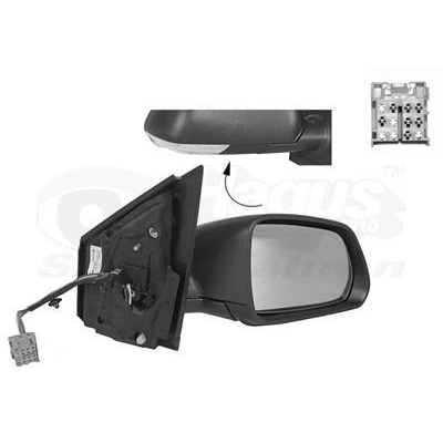 Abbildung von Außenspiegel Van Wezel 5828808 rechts schwarz Komplettspiegel, konvex, für elektr.Spiegelverstellung, beheizbar VOLKSWAGEN: Polo IV Hatchback