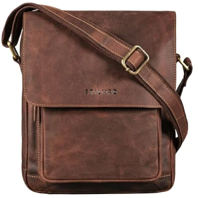 Abbildung von STILORD &#039;Ragnar&#039; Kleine Umhängetasche Herren Leder Herrenhandtasche zum Umhängen Schultertasche Männer Tablet Tasche Messenger Bag klein Echtleder, Farbe:veleta braun