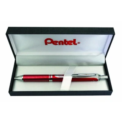 Abbildung von Pentel BL407B BOX EnerGel Liquid Gel Roller Sterling mit matt rotes Gehäuse, Strichstärke 0.35 mm, Kugeldurchmesser 0.7 schwarz