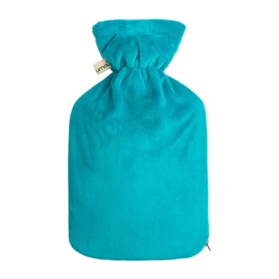 Abbildung von Premium Wärmflasche 2 Liter mit hochwertigem Supersoft Korean Fleece Bezug Reißverschluss und extra Fütterung (Dunkelgrün)