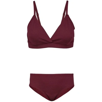 Abbildung von Aquarti Mädchen Bikini Set Bustier Bikinislip Zweiteiliger Badeanzug, Farbe: 039 Jacquard Punkte Rot Braun, Größe: 152