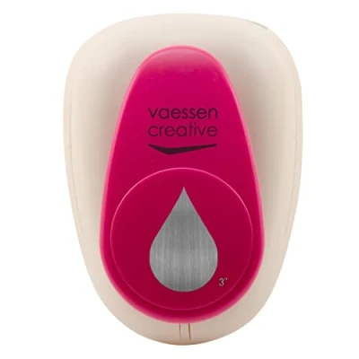 Abbildung von Vaessen Creative 21439 068 Motivstanzer Tropfen Super Jumbo, 75 x 50 mm, Kleiner Motivlocher Aus Metall und Plastik, Ausgestanztes Motiv, Zum Basteln Mit Papier, Kunststoff, weiß/rosa, 7.6 5 cm
