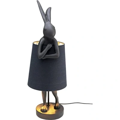 Abbildung von Kare Design Tischlampe Animal Rabbit Schwarz, Hasenleuchte, Tischleuchte, Nachttischlampe, Tiermotiv, Schreibtischlampe Kinder, Kippschalter am Kabel, Leuchtmittel nicht inklusive, 68x23x26cm (H/B/T)