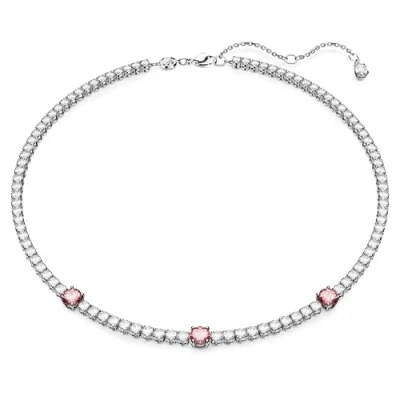 Abbildung von Swarovski Matrix Tennis Necklace Halskette silvercoloured/pink, Damen, Größe: Medium, Silver coloured/pink