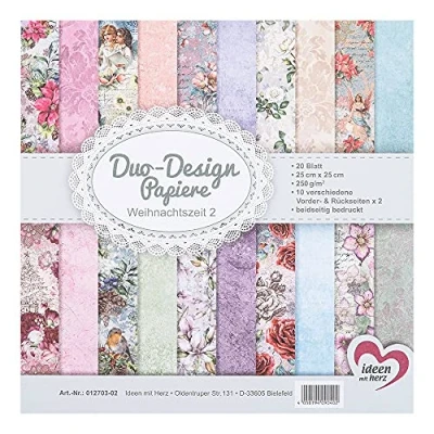 Abbildung von Ideen mit Herz Duo Design Papiere Block 20 Blatt Bastelpapier 25 x cm 250g/m² beidseitig bedruckt Designpapier, Motivpapier ideal für Scrapbooking, Basteln (Weihnachtszeit 02)
