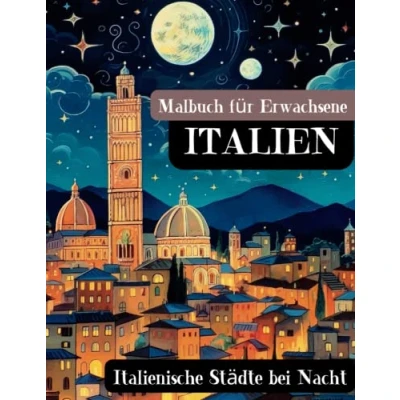 Abbildung von Malbuch für Erwachsene Italien bei Nacht: Italienische Landschaften Stressabbau und Entspannung