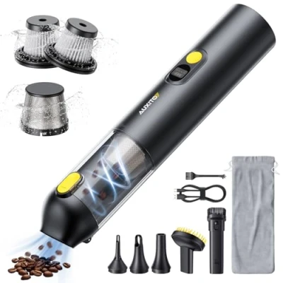 Abbildung von AUXITO Akku Autostaubsauger mit hoher Leistung 14000 Pa, Handstaubsauger Blas &amp; Saugfunktion 2 IN 1, 30 Min Laufzeit, USB C Ladung, Kleiner Staubsauger Handlich für Auto, Haus, Haustiere, Büro
