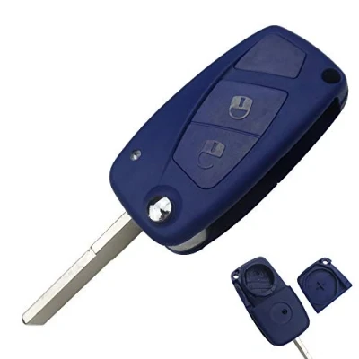 Abbildung von Autoschlüssel Ersatz Fernbedienung Schlüssel Für Cle FIAT Bravo Ducato Brava Punto Stilo Schlüsselanhänger Flip mit 2 Tasten Blau Klinge Modell ohne Batteriezelle Phonillico®