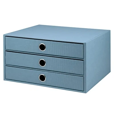 Abbildung von Rössler Papier 1524452153 S.O.H.O. 3er Schubladenbox für DIN A4, mit Griffloch, Denim, 343 x 250 185 mm, 1 Stück