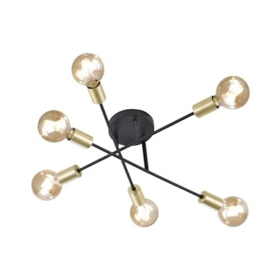 Abbildung von Trio Leuchten 606700632 Cross A++ to E, Deckenleuchte, Metall, E27, Schwarz matt, 56.6 x 19.11 cm