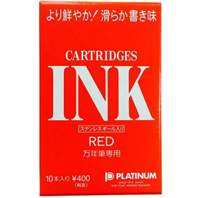 Abbildung von Platinum Dyestuff Füllfederhalterminen (10) Red Kostenlose Gravur