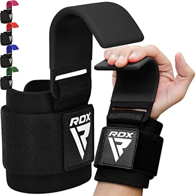 Abbildung von RDX Zughilfen Haken Krafttraining, 8mm Gepolstert Handgelenkschutz, Profi Bodybuilding Gewichtheben Griff, Fitness Powerlifting Weight Lifting Hook, Männer Frauen Rutschfest Grip, Kreuzheben klimmzug