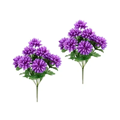 Abbildung von Kunstblumen Dahlienstrauß Künstliches Bouquet aus Dahlien 2er Set Strauß Kunstblumenstrauß Seidenblumen Blumenbouquet Blumenstrauß Blumenarrangements Blumenbusch Blumensträuße Unechte Blumen Hochzeit