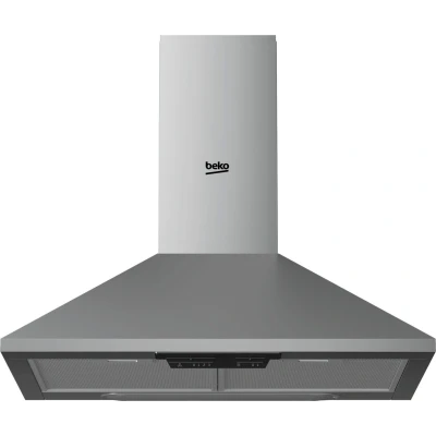 Abbildung von Beko HCP61310IH Dunstabzugshaube wandmontiert, Kaminhaube, 3 Lüfterstufen, pflegeleichte Metallfettfilter, umrüstbar auf Umluft, LED Illumination, 68 dB, Aktivkohlefilter inklusive, Edelstahl