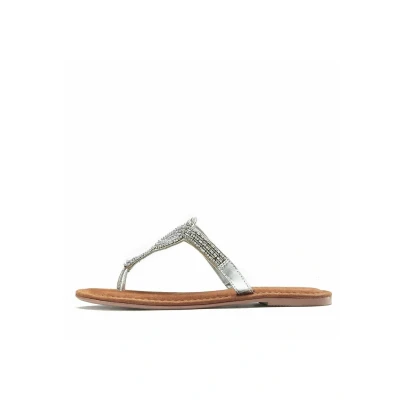 Abbildung von LASCANA Zehentrenner, Sandale, Pantolette im Metallic Look VEGAN