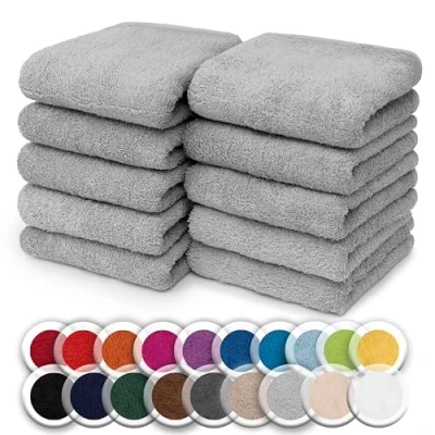Abbildung von NatureMark 10er Pack Waschlappen 100% Baumwolle Frottier Seiflappen Größe 30 x cm Frottee Seiftücher im Farbe: Silber grau