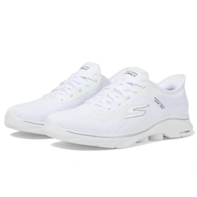 Abbildung von Skechers Performance GO WALK 7 Slipin Walkingschuh, Damen, Größe: 36, White textile black trim Textil/synthetik