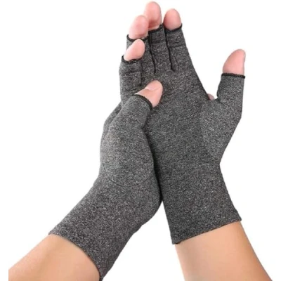 Abbildung von VITTO Arthrose Handschuhe (1 Paar) Kompressionshandschuhe Damen und Herren für Wärmehandschuhe, Rheuma Arthritis (L, Grau)