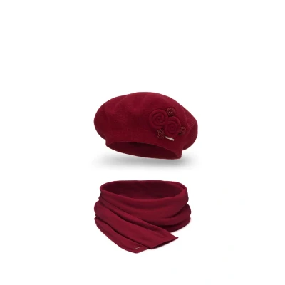 Abbildung von Vivisence Beret SET Schal, Damen, Größe: One Size, Maroon